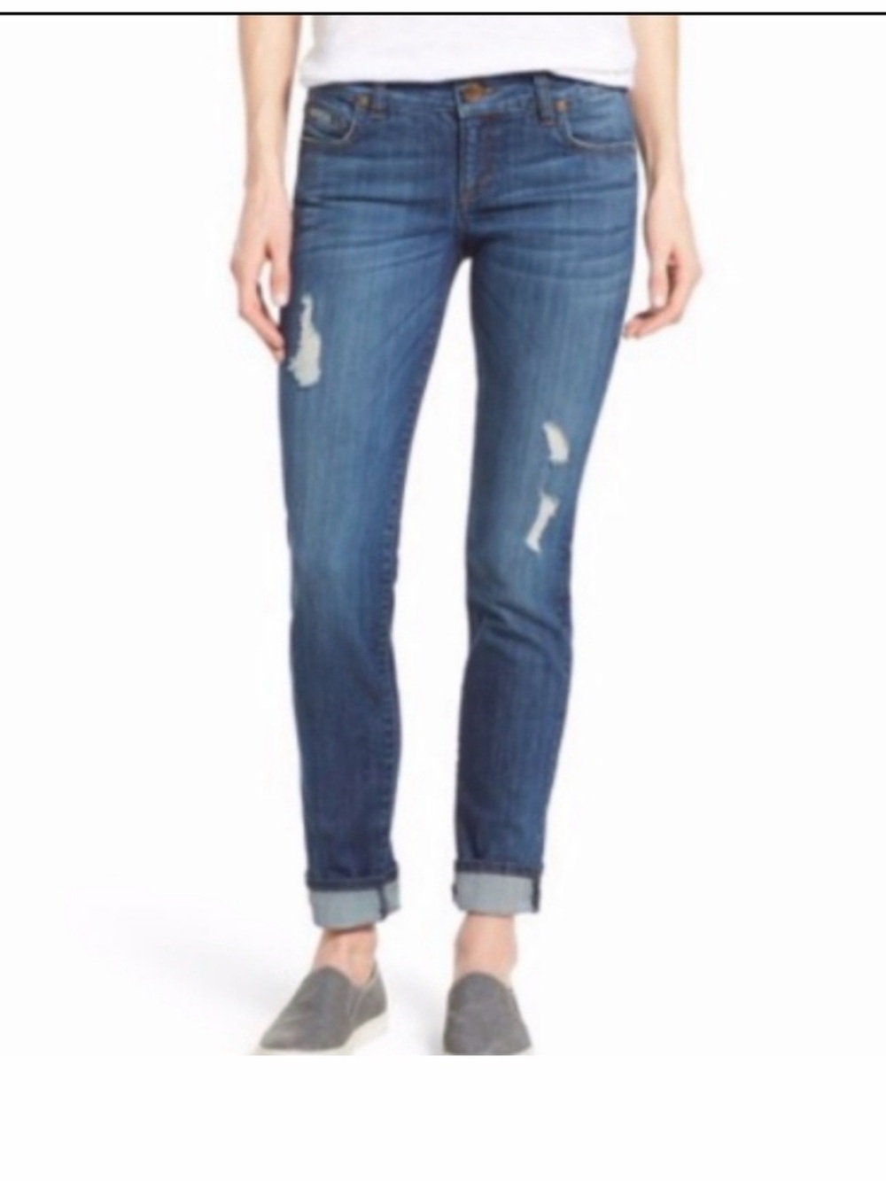 Kut from the Kloth Dark Blue Ripped CELINE Boyfriend Jeans, 14.